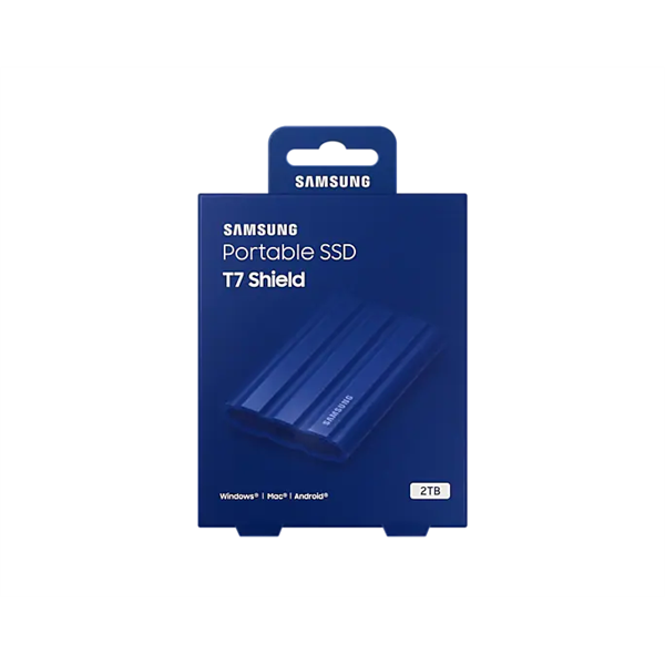 SAMSUNG Hordozható SSD T7 Shield, USB 3.2 Gen.2 (10Gbps), 2TB, Kék