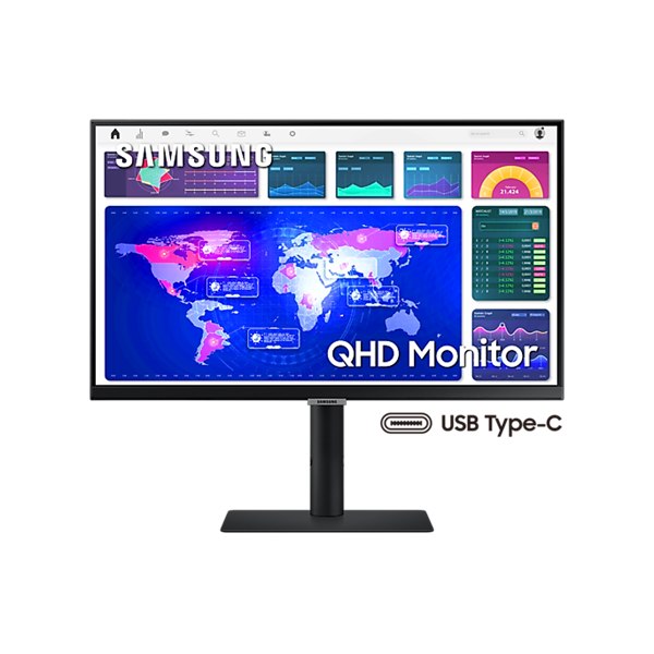 SAMSUNG IPS monitor 24" S60UA, 2560x1440, 16:9, 300cd/m2, 5ms, DisplayPort/HDMI/3xUSB/USB-C, Pivot