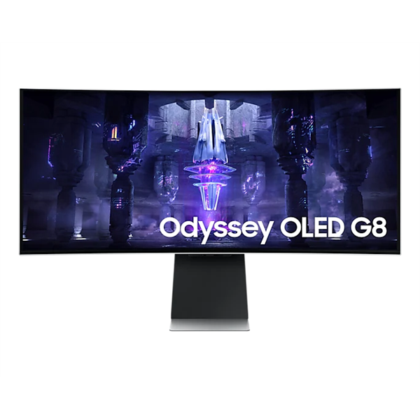 SAMSUNG Ívelt Gaming&Smart OLED monitor 34" G85SB, 3440x1440, 21:9, 250cd/m2, 0.1ms, Mini-DP/Micro HDMI/USB-C/WiFi/BT