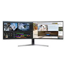 SAMSUNG Ívelt Gaming 120Hz VA monitor 48.8" CRG9, 5120x1440, 32:9, 1000cd/m2, 4ms, HDMI/2xDisplayPort/4xUSB