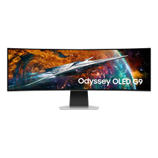 SAMSUNG Ívelt Gaming 240Hz OLED monitor 49" G95SC, 5120x1440, 32:9, 250cd/m2, 0.03ms, HDMI/DP/3xUSB/WiFi/BT, hangszóró