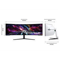 SAMSUNG Ívelt Gaming 240Hz VA monitor 57" G95NC, 7680x2160, 32:9, 420cd/m2, 1ms, 3xHDMI/DP/2xUSB