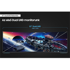 SAMSUNG Ívelt Gaming 240Hz VA monitor 57" G95NC, 7680x2160, 32:9, 420cd/m2, 1ms, 3xHDMI/DP/2xUSB