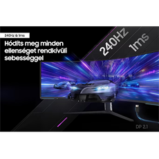 SAMSUNG Ívelt Gaming 240Hz VA monitor 57" G95NC, 7680x2160, 32:9, 420cd/m2, 1ms, 3xHDMI/DP/2xUSB