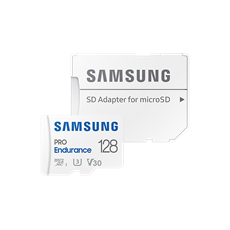 SAMSUNG Memóriakártya, PRO Endurance microSD kártya 128GB, CLASS 10, UHS-I (SDR104), + SD Adapter, R100/W40