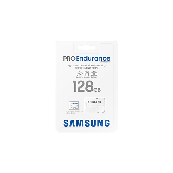 SAMSUNG Memóriakártya, PRO Endurance microSD kártya 128GB, CLASS 10, UHS-I (SDR104), + SD Adapter, R100/W40