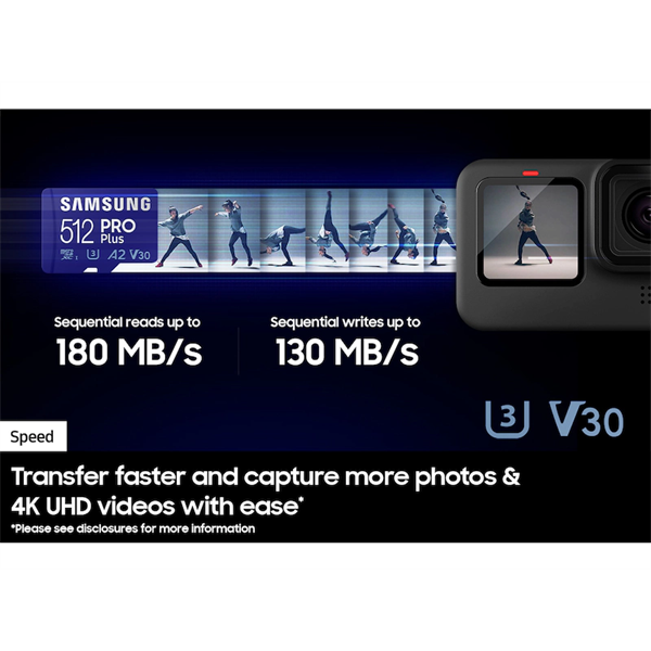 SAMSUNG Memóriakártya, PRO Plus + Reader microSDXC 128GB, CLASS 10, UHS-I, U3, V30, A2, R180/W130