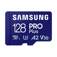 SAMSUNG Memóriakártya, PRO Plus microSDXC kártya 128GB, CLASS 10, UHS-I, U3, V30, A2, + Adapter, R180/W130