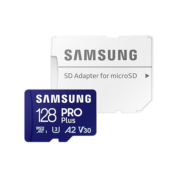 SAMSUNG Memóriakártya, PRO Plus microSDXC kártya 128GB, CLASS 10, UHS-I, U3, V30, A2, + Adapter, R180/W130