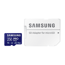 SAMSUNG Memóriakártya, PRO Plus microSDXC kártya 256GB, CLASS 10, UHS-I, U3, V30, A2, + Adapter, R180/W130