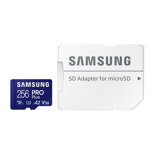 SAMSUNG Memóriakártya, PRO Plus microSDXC kártya 256GB, CLASS 10, UHS-I, U3, V30, A2, + Adapter, R180/W130