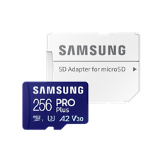 SAMSUNG Memóriakártya, PRO Plus microSDXC kártya 256GB, CLASS 10, UHS-I, U3, V30, A2, + Adapter, R180/W130