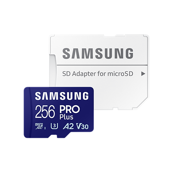 SAMSUNG Memóriakártya, PRO Plus microSDXC kártya 256GB, CLASS 10, UHS-I, U3, V30, A2, + Adapter, R180/W130