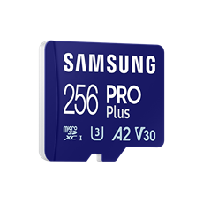 SAMSUNG Memóriakártya, PRO Plus microSDXC kártya 256GB, CLASS 10, UHS-I, U3, V30, A2, + Adapter, R180/W130