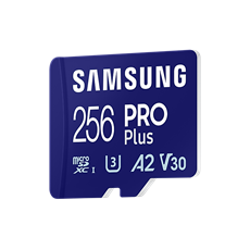 SAMSUNG Memóriakártya, PRO Plus microSDXC kártya 256GB, CLASS 10, UHS-I, U3, V30, A2, + Adapter, R180/W130