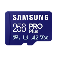 SAMSUNG Memóriakártya, PRO Plus microSDXC kártya 256GB, CLASS 10, UHS-I, U3, V30, A2, + Adapter, R180/W130