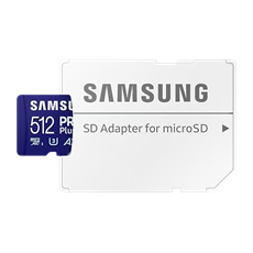 SAMSUNG Memóriakártya, PRO Plus microSDXC kártya 512GB, CLASS 10, UHS-I, U3, V30, A2, + Adapter, R180/W130