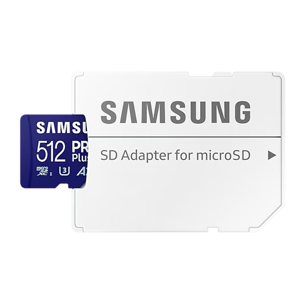 SAMSUNG Memóriakártya, PRO Plus microSDXC kártya 512GB, CLASS 10, UHS-I, U3, V30, A2, + Adapter, R180/W130