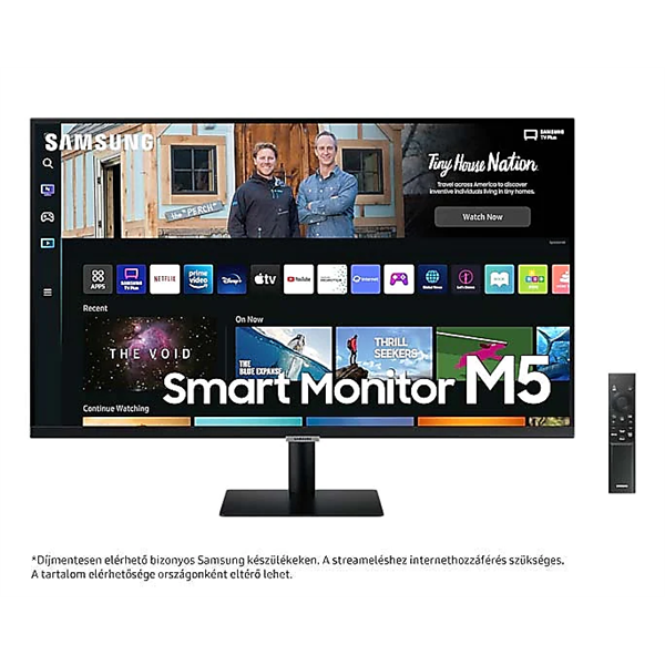 SAMSUNG SMART VA monitor 32" M5, 1920x1080, 16:9, 250cd/m2, 4ms, 2xHDMI/2xUSB/WiFi/Bluetooth, hangszóró, Fekete