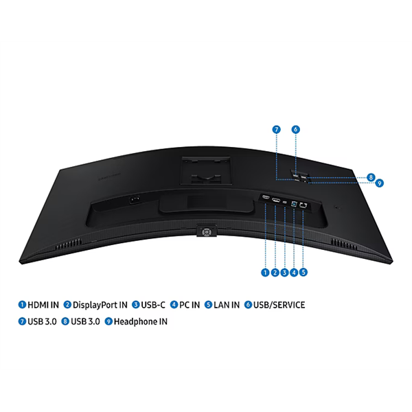 SAMSUNG Ívelt VA monitor 34" S65UC, 3440x1440, 21:9, 350cd/m2, 5ms, HDMI/DisplayPort/3xUSB/USB-C/LAN, hangszóró