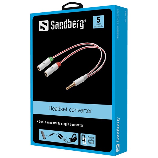 SANDBERG Audio adapter, Headset converter Dual->Single