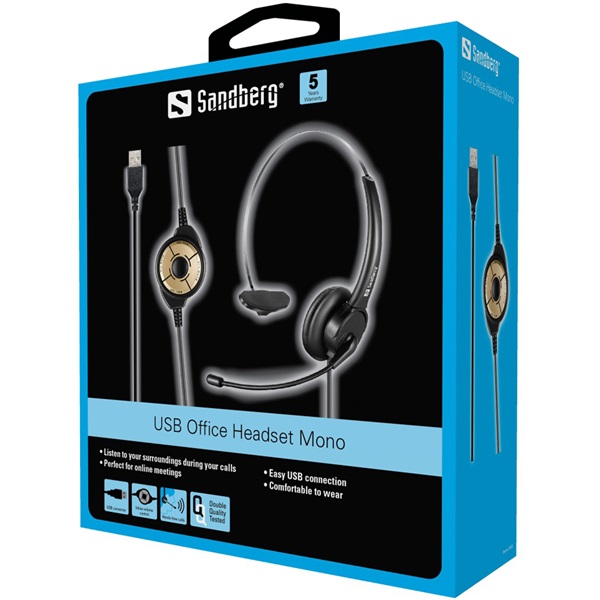 SANDBERG Headset mikrofonnal, USB Office Headset Mono