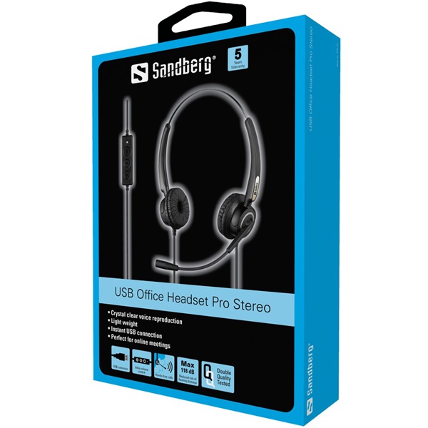 SANDBERG Headset mikrofonnal, USB Office Headset Pro Stereo