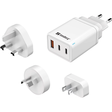 SANDBERG Hálózati töltő, 3 in 1 travel charger USB C/A 65W