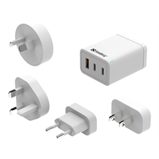 SANDBERG Hálózati töltő, 3 in 1 travel charger USB C/A 65W