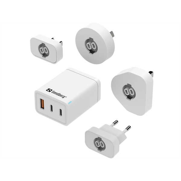 SANDBERG Hálózati töltő, 3 in 1 travel charger USB C/A 65W
