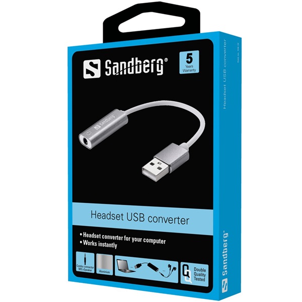 SANDBERG Hangkártya, Headset USB converter