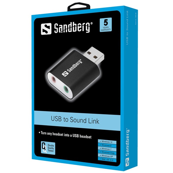 SANDBERG Hangkártya, USB to Sound Link