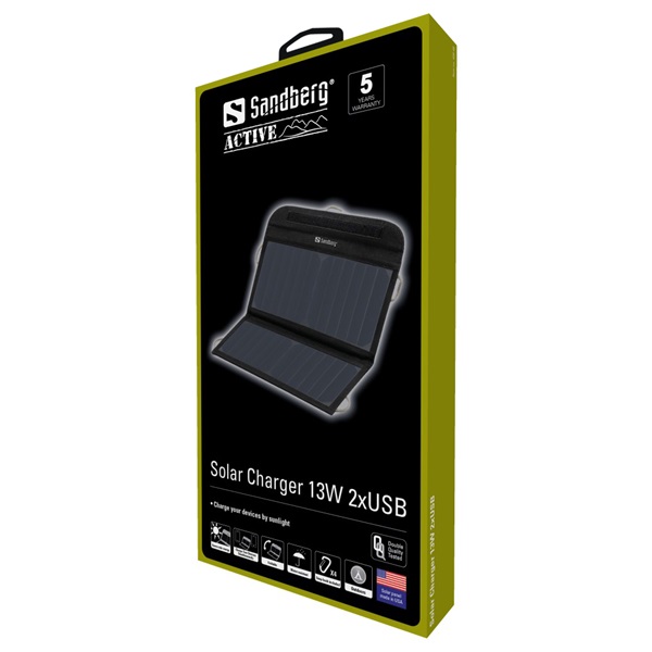 SANDBERG Hordozható akkumulátor, Solar Charger 13W 2xUSB