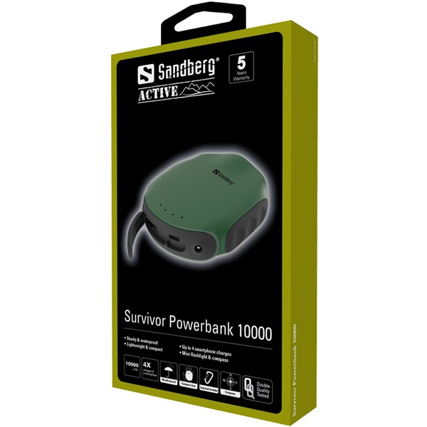 SANDBERG Hordozható akkumulátor, Survivor Powerbank 10000