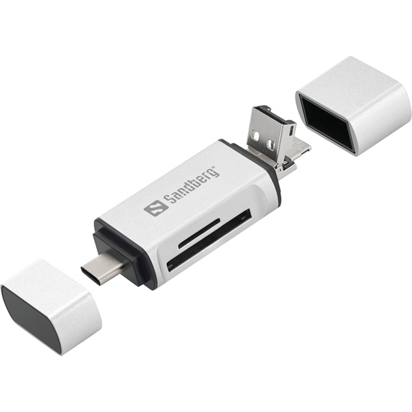 SANDBERG Kártyaolvasó, Card Reader USB-C+USB+MicroUSB