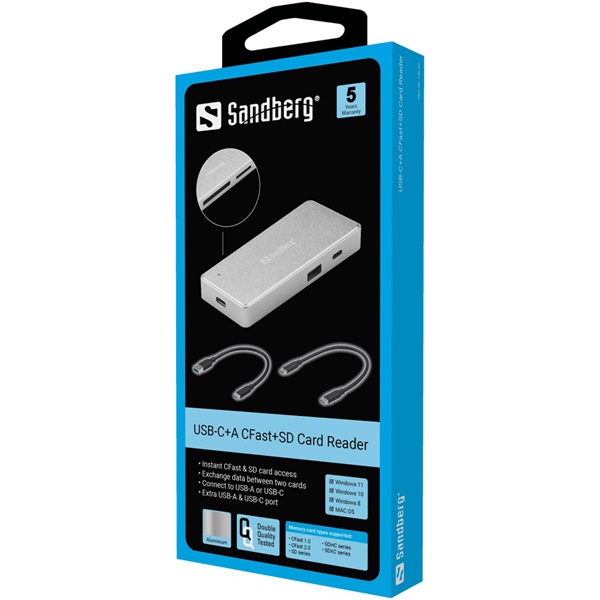SANDBERG Kártyaolvasó, USB-C+A CFast+SD Card Reader