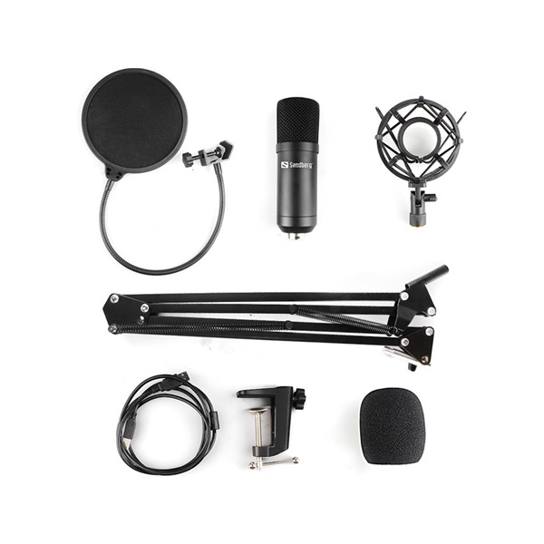 SANDBERG Mikrofon, Streamer USB Microphone Kit, Fekete