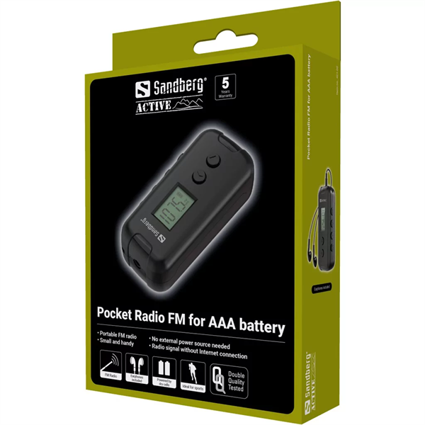 SANDBERG Rádió, Pocket Radio FM for AAA battery