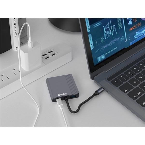 SANDBERG USB-C dokkoló, USB-C Dock 2xHDMI+USB+PD