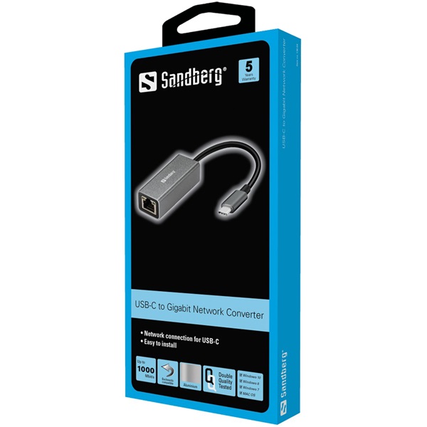 SANDBERG USB-C tartozék, USB-C Gigabit Network Adapter
