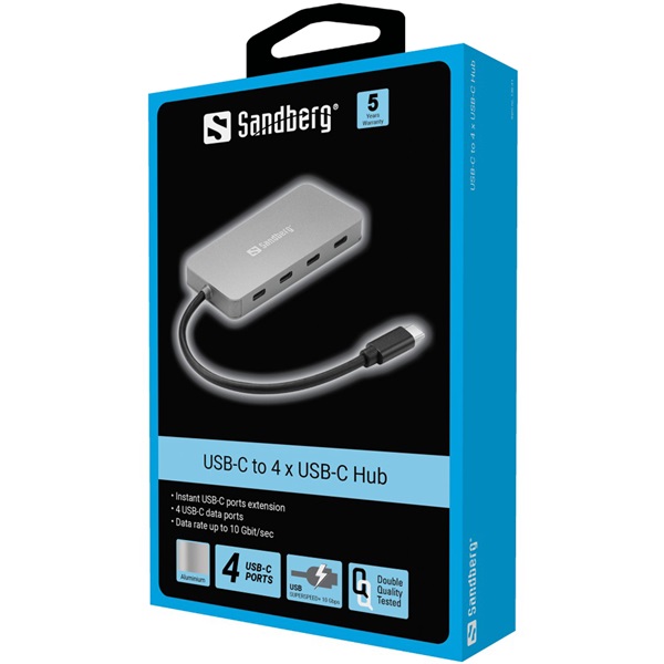 SANDBERG USB-C tartozék, USB-C to 4 x USB-C hub