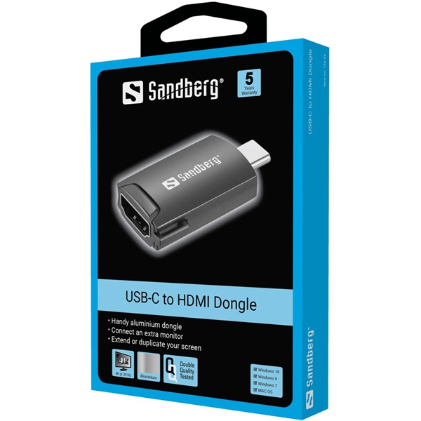 SANDBERG USB-C tartozék, USB-C to HDMI Dongle