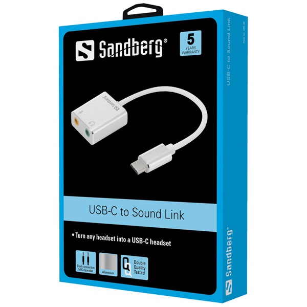 SANDBERG USB-C tartozék, USB-C to Sound Link