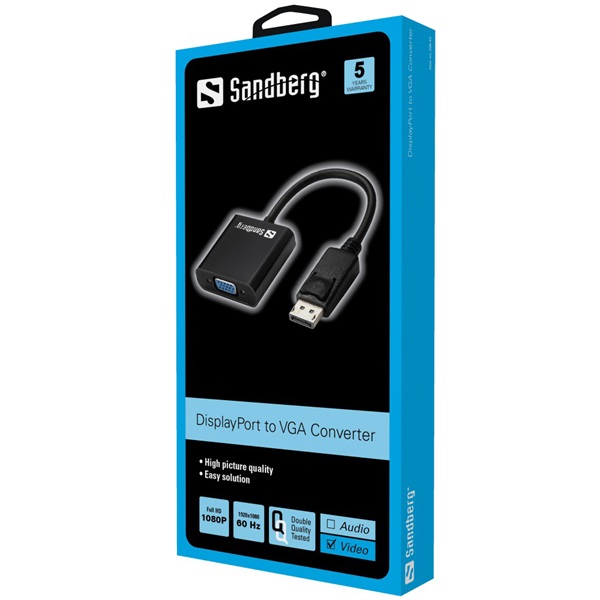 SANDBERG Kijelző konverter, Adapter DisplayPort>VGA