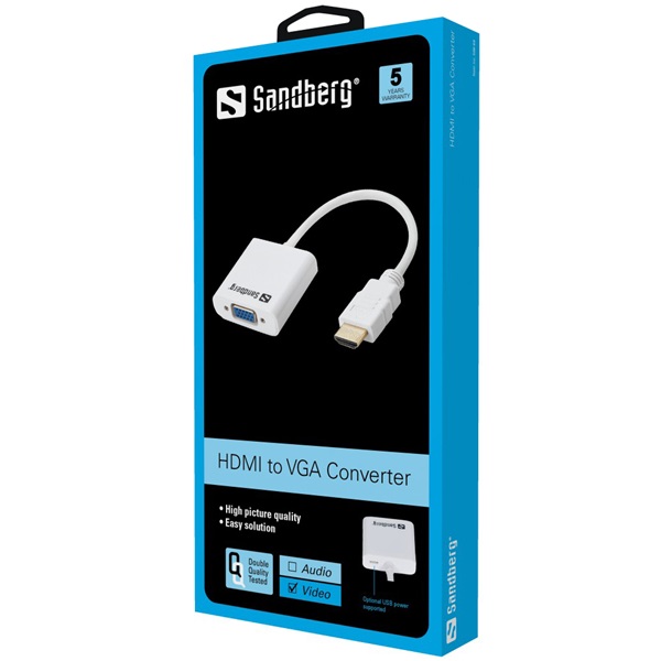 SANDBERG Kijelző konverter, HDMI to VGA Converter