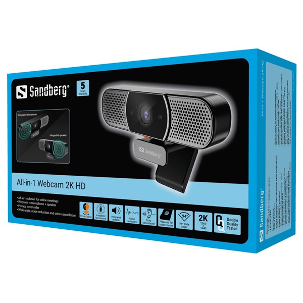 SANDBERG Webkamera, All-in-1 Webcam 2K HD