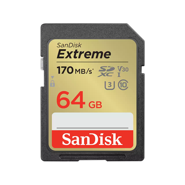 SANDISK 121579, SDXC EXTREME KÁRTYA 64GB, 170/80 MB/s , UHS-I, Class 10, U3, V30