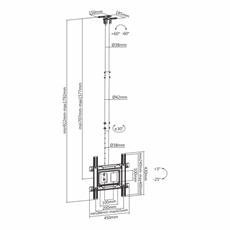 SBOX CPLB-9441 mennyezeti fali konzol, dönthető, forgatható, 32"-70", max 50 kg