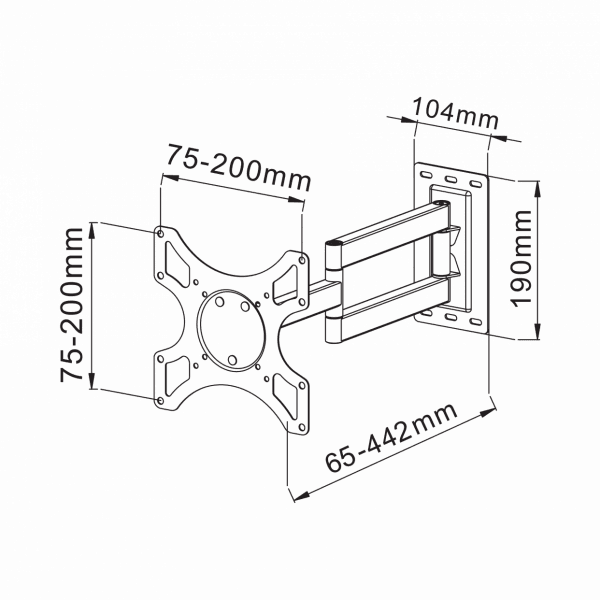 SBOX LCD-2903 fali konzol, dönthető, forgatható, 19"-37", 200x200, max 25 kg