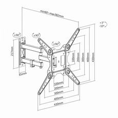 SBOX LCD-443 fali konzol, dönthető, forgatható, 23"-55", 400x400, max 30 kg